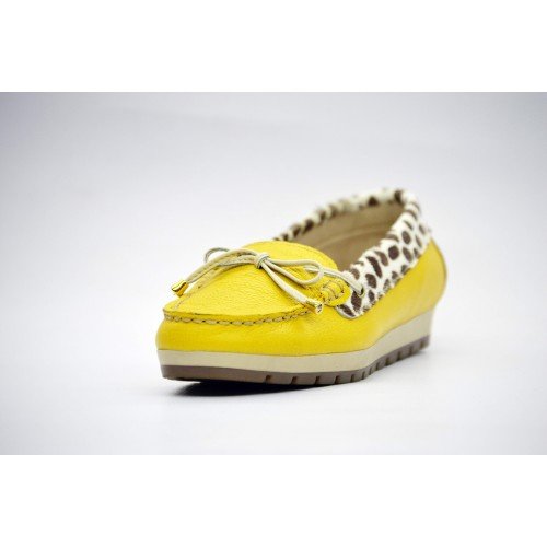 Mocasín Casual Amarillo y Leopardo De Cuero